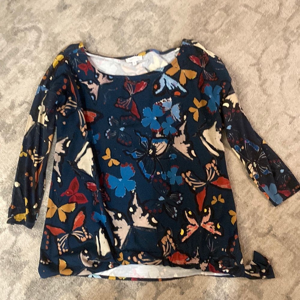 Weston navy with butterflies on it blouse